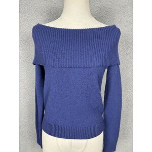 Hippie Rose Juniors' Off-Shoulder Pullover Sweater Size XS Blue New With Tag's
